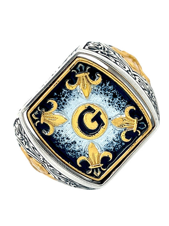 Dimitrios Exclusive Herren Ring mit Emaille aus Silber Vergoldet