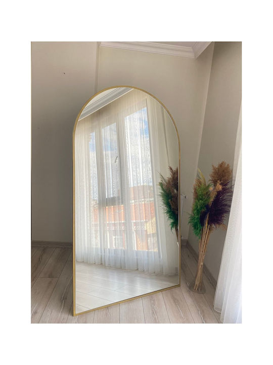 SteweHome Gewölbter Boden- oder Standspiegel mit Goldmetallischem Rahmen 180x100cm