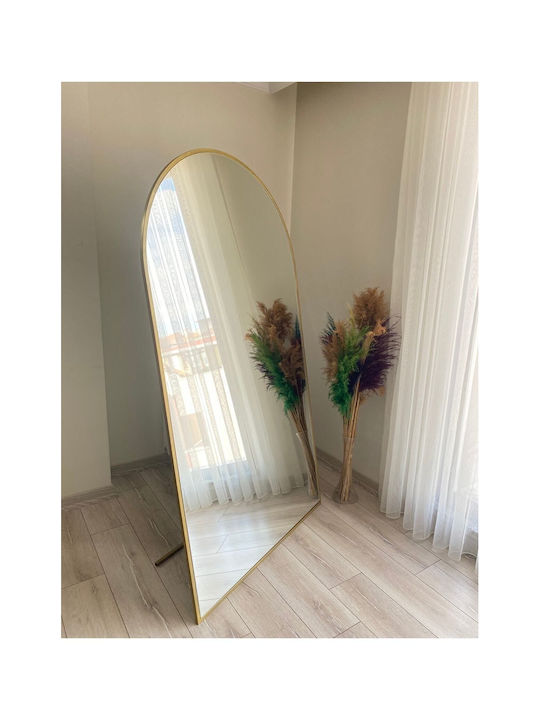 SteweHome Gewölbter Boden- oder Standspiegel mit Goldmetallischem Rahmen 180x100cm