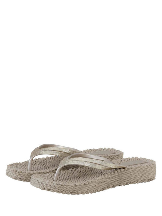 Damen Zehentrenner Mit Plattformen In Beige Farbe