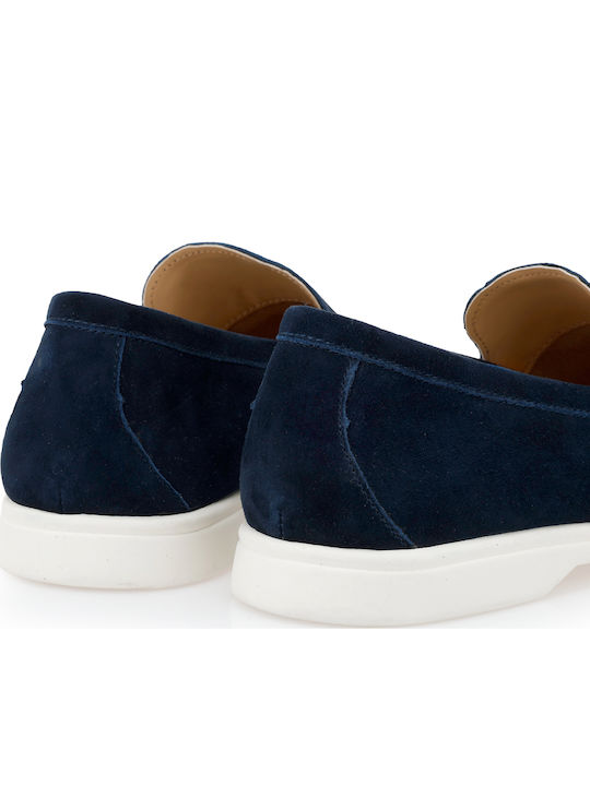 Leather Men's Loafers in Blue Colour