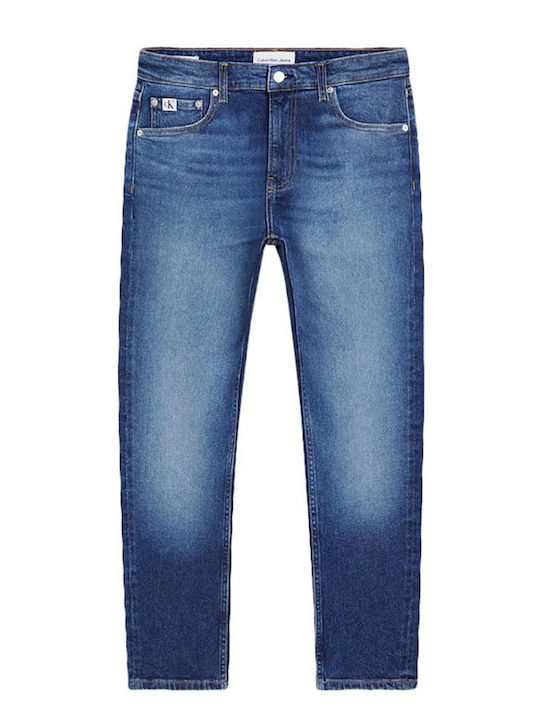 Men's Cropped Jeans Pants with Relaxed Fit Blue