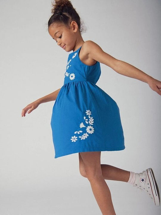 Mädchenkleid Ärmellos Blau