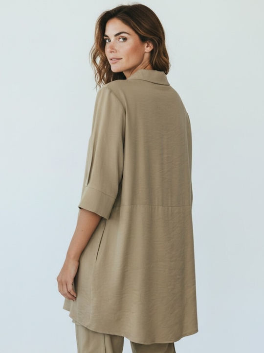 Langärmeliges Damenhemd Beige