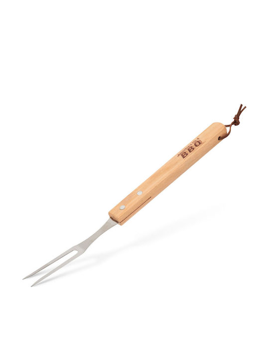 Set Unelte Grătar 3 Piese Mânere din Lemn Capete din Oțel Inoxidabil Carne Legume