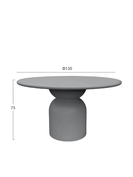 Kazvin Masă Rotundă de Sufragerie din Beton Gri 130x130x75cm