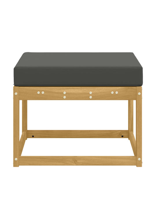 Wooden Cube Garden Stool for Outdoor Use Solid with Beige Cushion 59x59x37cm