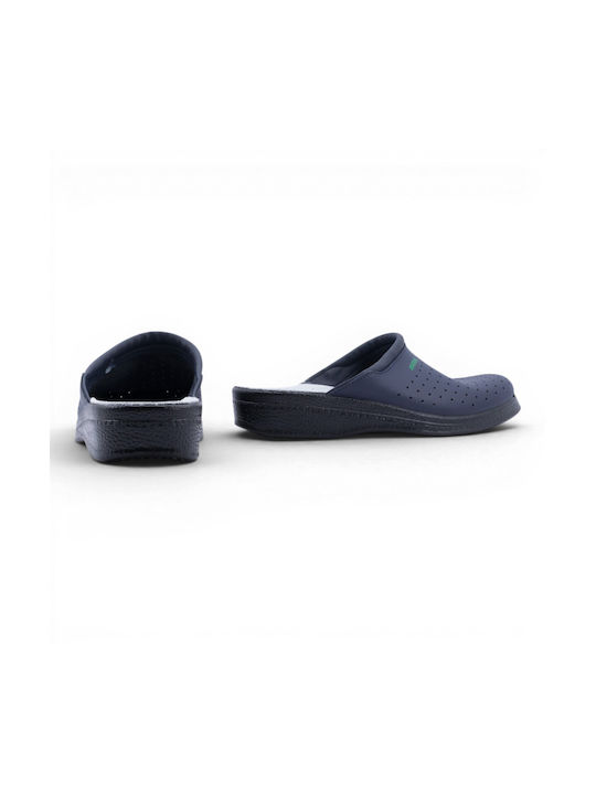 Antrin Male Leather Anatomic Blue Clogs