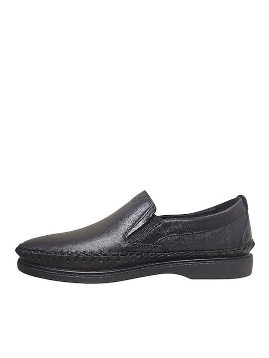 Leather Men's Casual Black Shoes SEL-045-Black