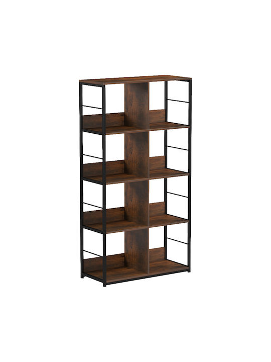 Bücherregal Bocklet Rustikal Braun-Schwarz 80x33x149cm