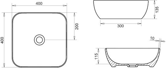 Tema Επικαθήμενος Νιπτήρας Πορσελάνης 40x40x13cm Black Matt Tema Επικαθήμενος Νιπτήρας Πορσελάνης 40x40x13cm Black Matt