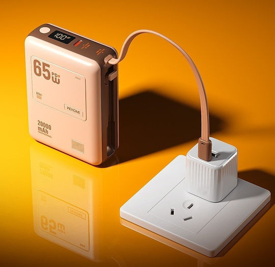 WK WP-117 Power Bank 20000mAh 65W mit USB-C Ausgangsanschlüsse Rosa