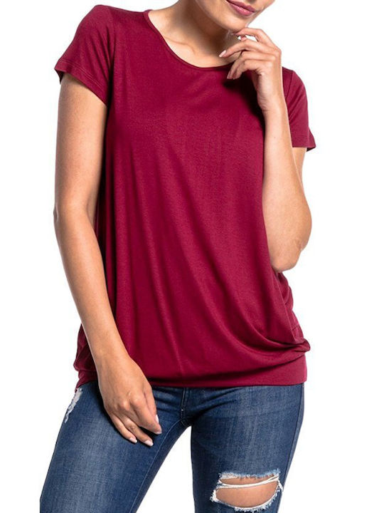 Women's Short Sleeve Nursing Top Red Polyester-cotton