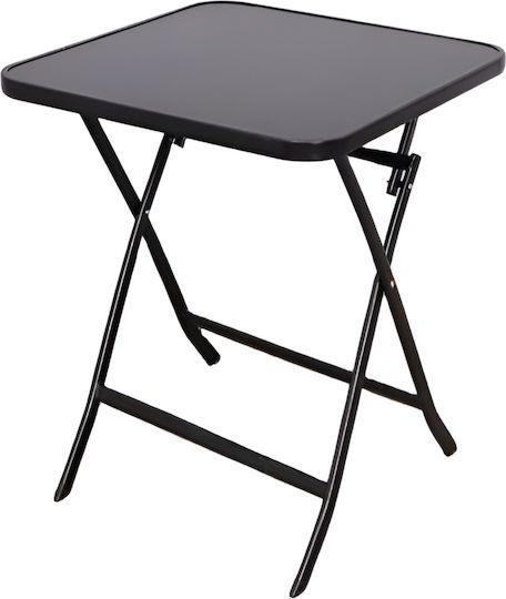 Metal Table for Small Outdoor Spaces Foldable Black 60x60cm
