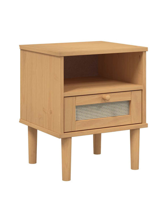 Bedside Table Senja Made of Solid Brown Wood 40x35x48cm