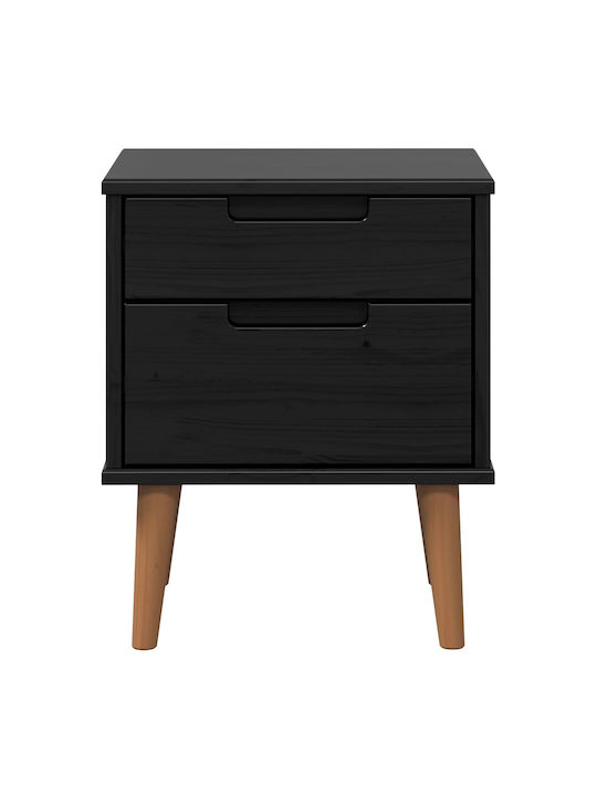 Nachttisch aus Massivholz Schwarz 40x35x48cm