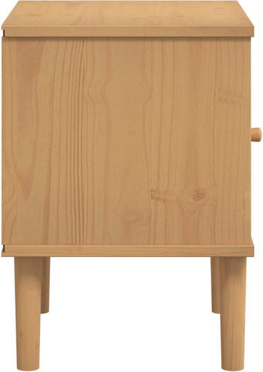 Bedside Table Senja Made of Solid Brown Wood 40x35x48cm
