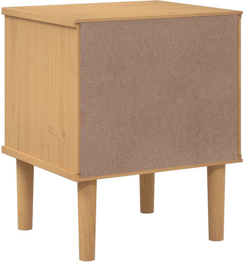Bedside Table Senja Made of Solid Brown Wood 40x35x48cm