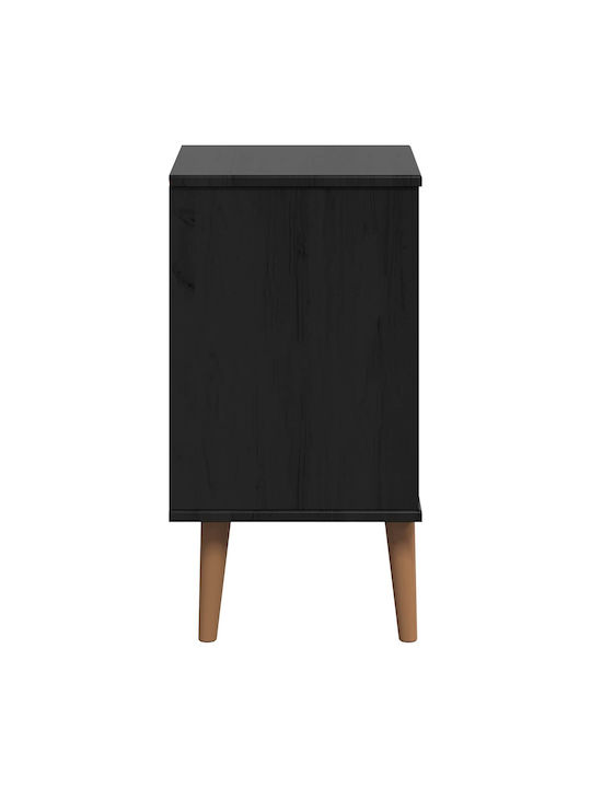 Bedside Table Made of Solid Black Wood 40x35x65cm