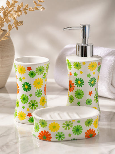 Bathroom Accessory Set Ceramic Multicolour 3 Pieces