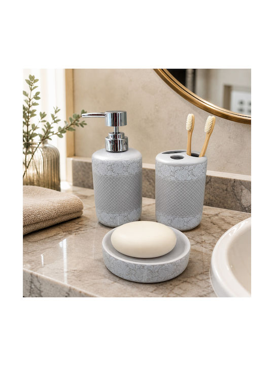 Badezimmerzubehör-Set Keramik Grau 3 Stück