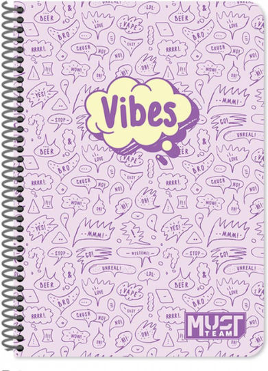 Must Team Spiral Notebook Ruled B5 90 Paper Sheets 3 Subjects (Various Designs)