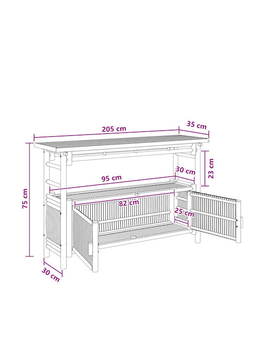 Plastic Outdoor Table Natural 110x35x75cm