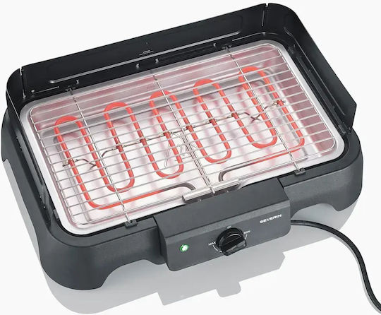 Severin Tabletop Electric Grill Grate 2000W Inox With Adjustable Thermostat 36.3x36.3cm