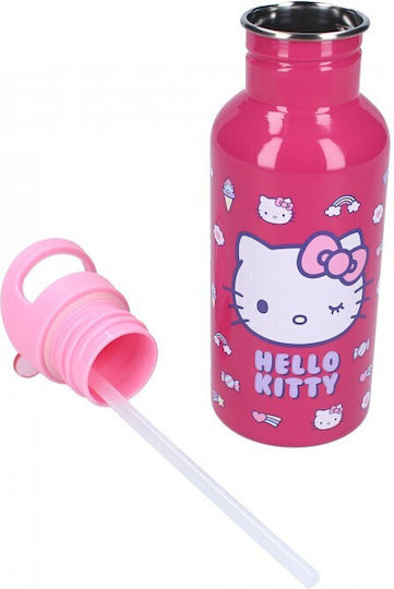 Fresh Детска Бутилка За Вода Hello Kitty със Сламка 500ml