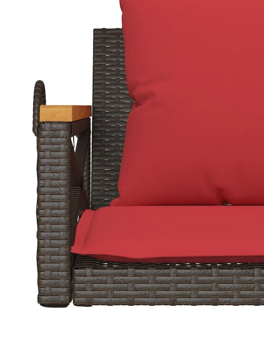 Swing Armchair with Stand and Pillow Rattan Brown Load Weight up to 110kg L109xD62xH40cm