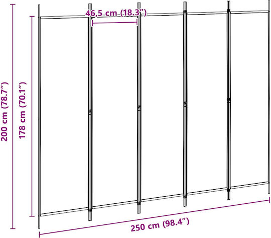 vidaXL Decorative Room Divider Fabric 250x200cm