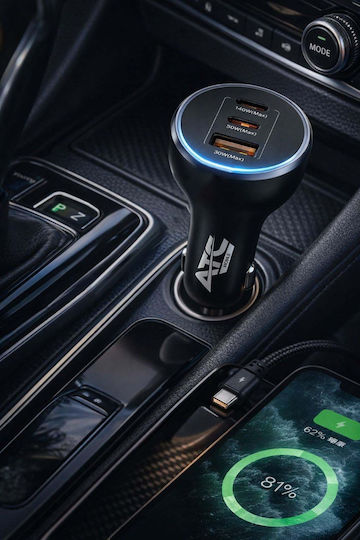 ATC Car Charger 160W Fast Charging with Ports 1xUSB 2xType-C