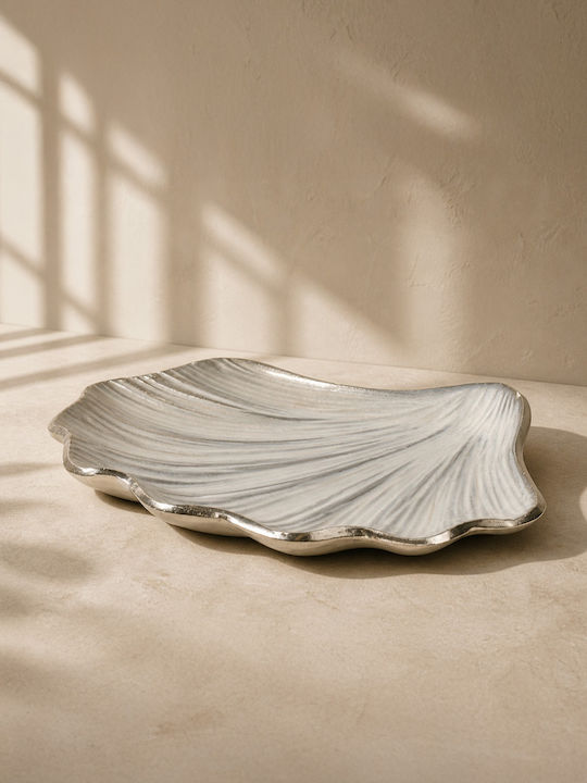 Metallic Tray Shell Shape Silver Enamel 19.5x19.5x0cm Monochrome Kaeming Metallic Tray Shell Shape Silver Enamel 19.5x19.5x0cm Monochrome Kaeming