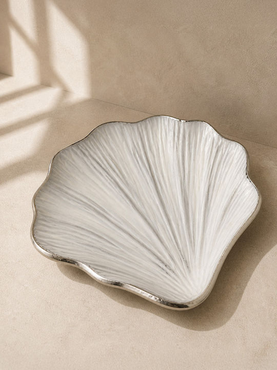 Metallischer Dekorative Tablett in Muschelform Silber Emaille 19,5x19,5x0cm Einfarbig
