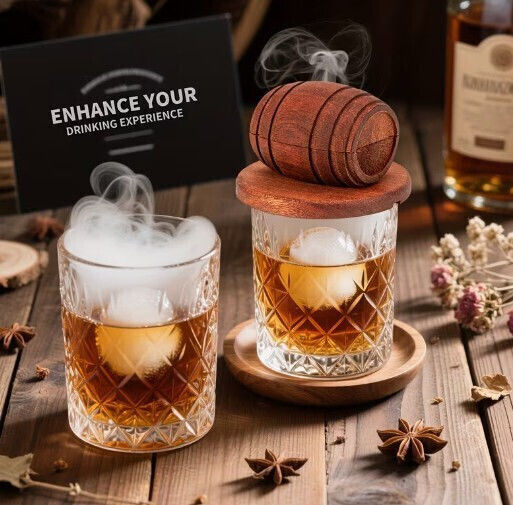 Wooden Barrel-Shaped Smoker Drinks