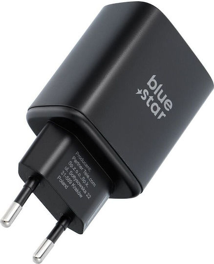 Blue Star Φορτιστής Χωρίς Καλώδιο με Θύρα USB-C 60W Power Delivery Μαύρος (TFB-AVS-60W)