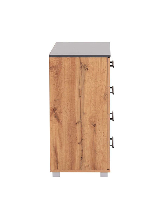 Kommode Schlafzimmer Holz mit 4 Schubladen Natürlich/Grau 75x40x83cm