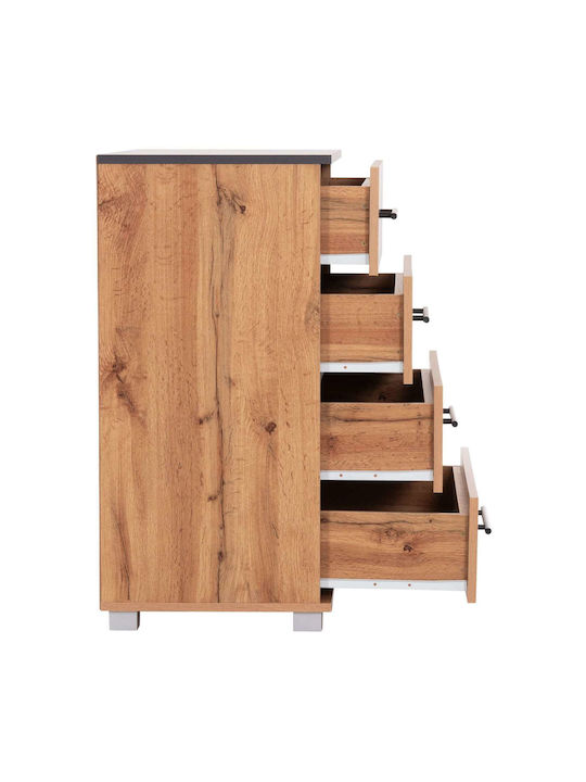 Kommode Schlafzimmer Holz mit 4 Schubladen Natürlich/Grau 75x40x83cm