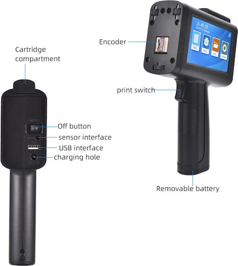 Imprimantă Portabilă de Etichete Inkjet USB 600 dpi