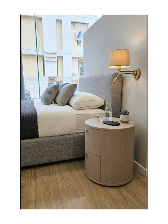 Bedside Table Oval Oak Wood 50x50 Height
