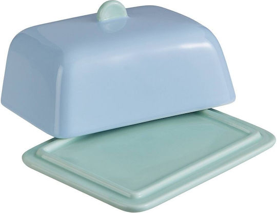 Butter Βουτυριέρα Κεραμική Γαλάζια Γαλάζιο Κεραμικό Πορσελάνη Μήκος 13cm X Πλάτος 10cm X Ύψος 8cm