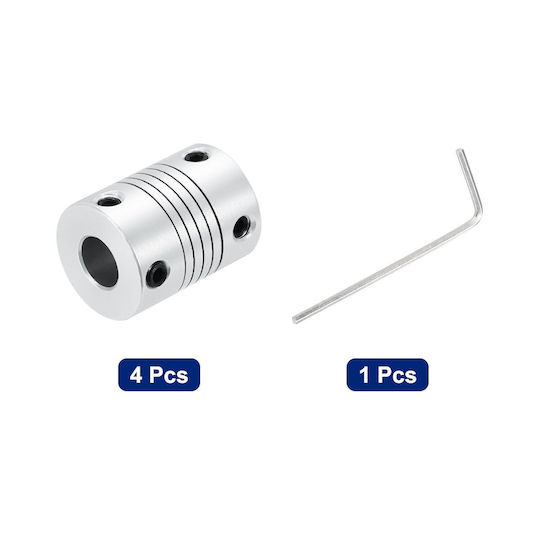 Set 4 Cuplaje Axiale Flexibile Quarkzman 8 Mm La 8 Mm Aluminiu L25xd19mm Tip Arc Elicoidal Amortizare Vibrații Motor Pas Cu Pas Nema Imprimantă 3d Cnc Encoder Conector Ax Argintiu