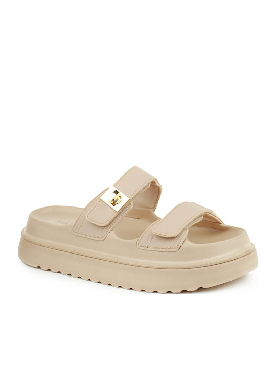 Women's Flat Sandals Flatforms in Beige Color