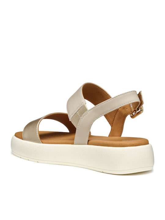 Camalei Γυναικεία Σανδάλια Flatforms Μπεζ