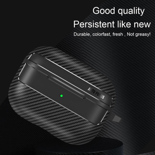 Techsuit Carbonfiber Case With Hook In Black Colour For Apple AirPods Pro 3