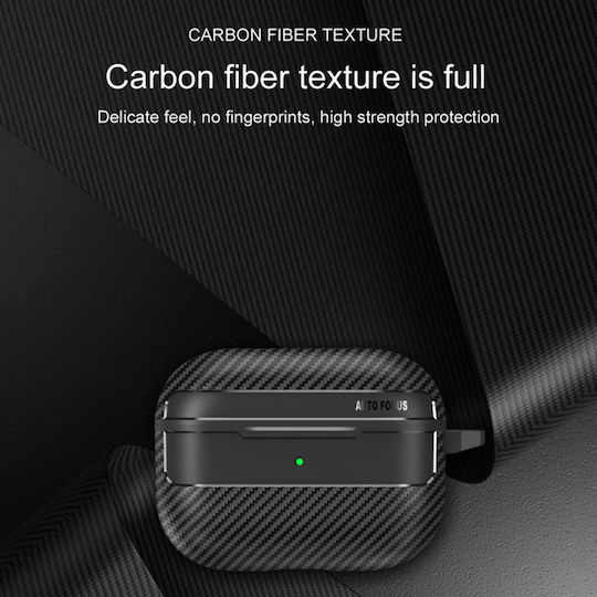 Techsuit Carbonfiber Case With Hook In Black Colour For Apple AirPods Pro 3