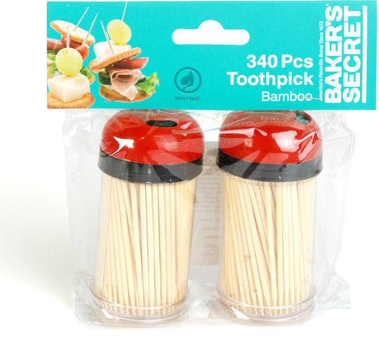 Bamboo Toothpicks Baker's Secret 340 Pcs 7 Cm Set 2 X 170 Pcs In Container Daily Use