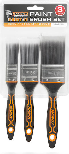 Paint Brush Set 3 Pcs 25 38 50 Mm Plastic Handle Washable Paint Varnish Stain