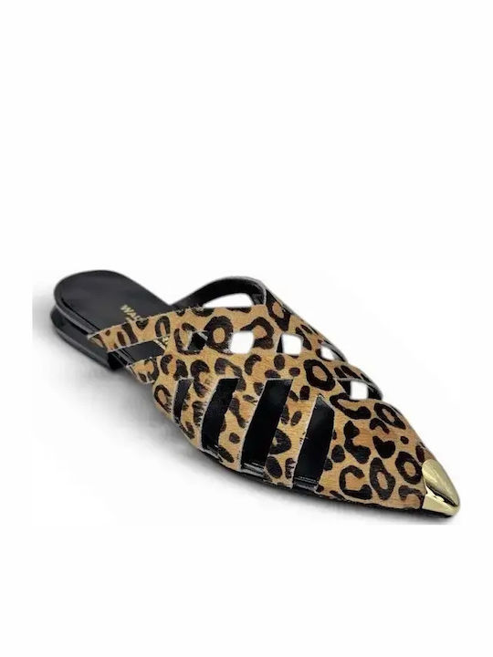 Leder Flache Sandalen für Damen Braun