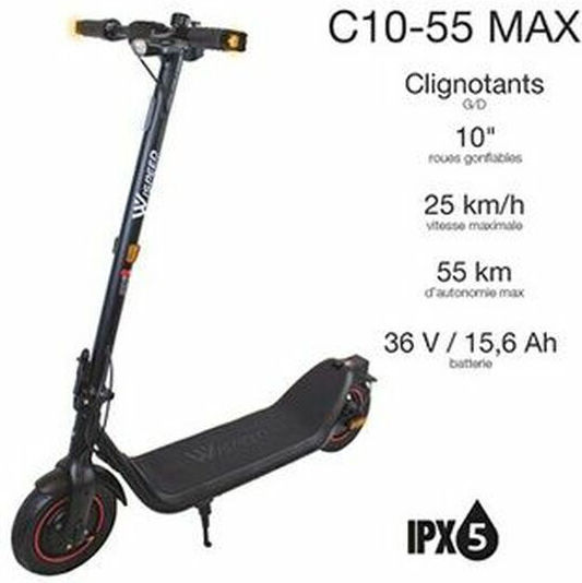 wispeed C10-55 MAX Електрическа Тротинетка с Максимална Скорост 25 км/ч и Максимална Автономност 55 км в Черен Цвят
